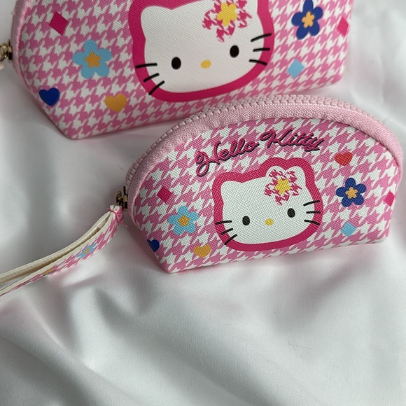 Hello Kitty Two-Piece Set Sanrio Japanese Cute Cosmetic Bag Storage Bag - Picture 6 of 12